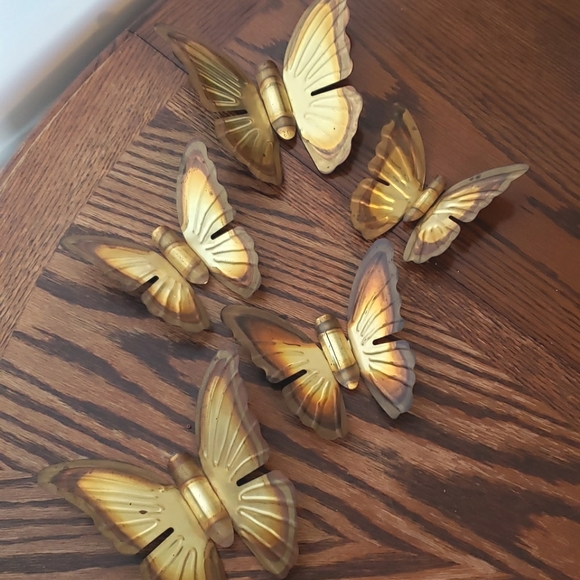 Vintage | Wall Decor | Vintage Metal Tin Gold Butterflies Home Decor ...